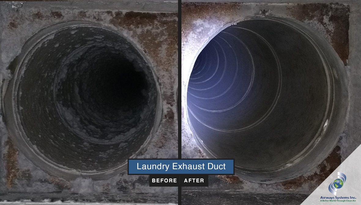 Laundry exhaust before and after cleaning by Airways Systems
