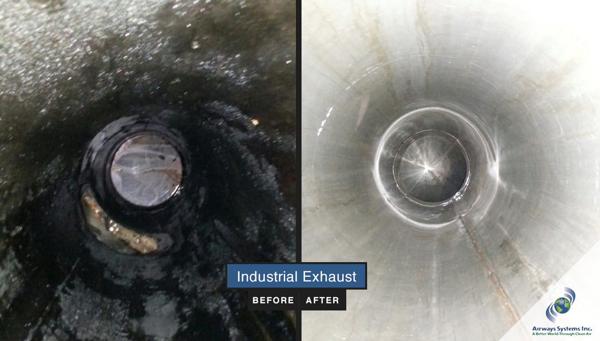 Industrial exhaust before and after cleaning by Airways Systems
